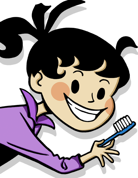 Kid smiling and holding toothbrush