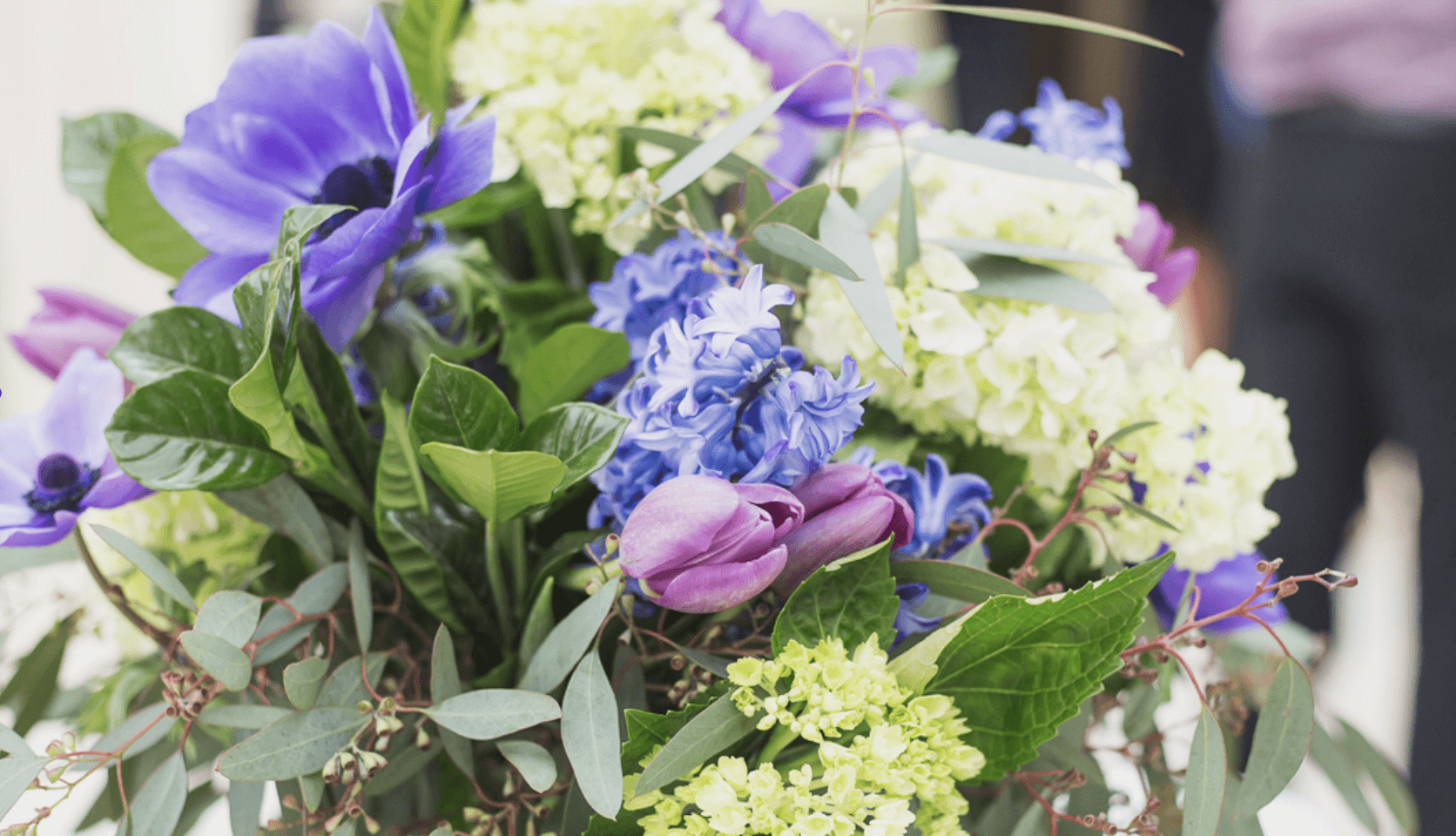 Bouquet of purple, pink and white flowers