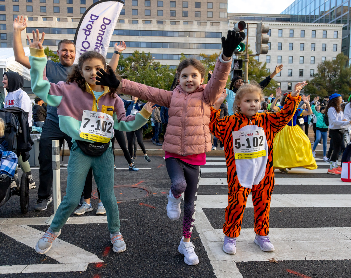 Groups of kids cheering